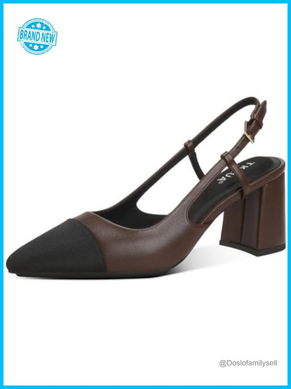 Women's Slingback Cap Toe Block Heel Pumps Comfortable Work Shoes